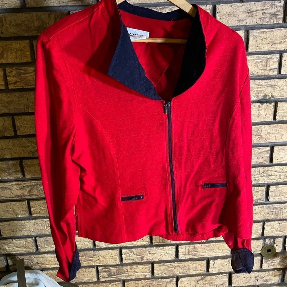 Red vintage zip up blazer‎
